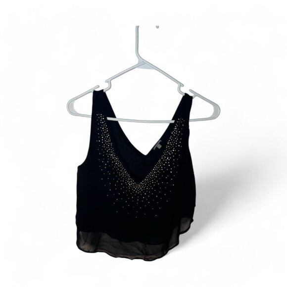 Charlotte Russe Black Cropped Tank with Rhinestone Detailing - Size M - Picture 3 of 5